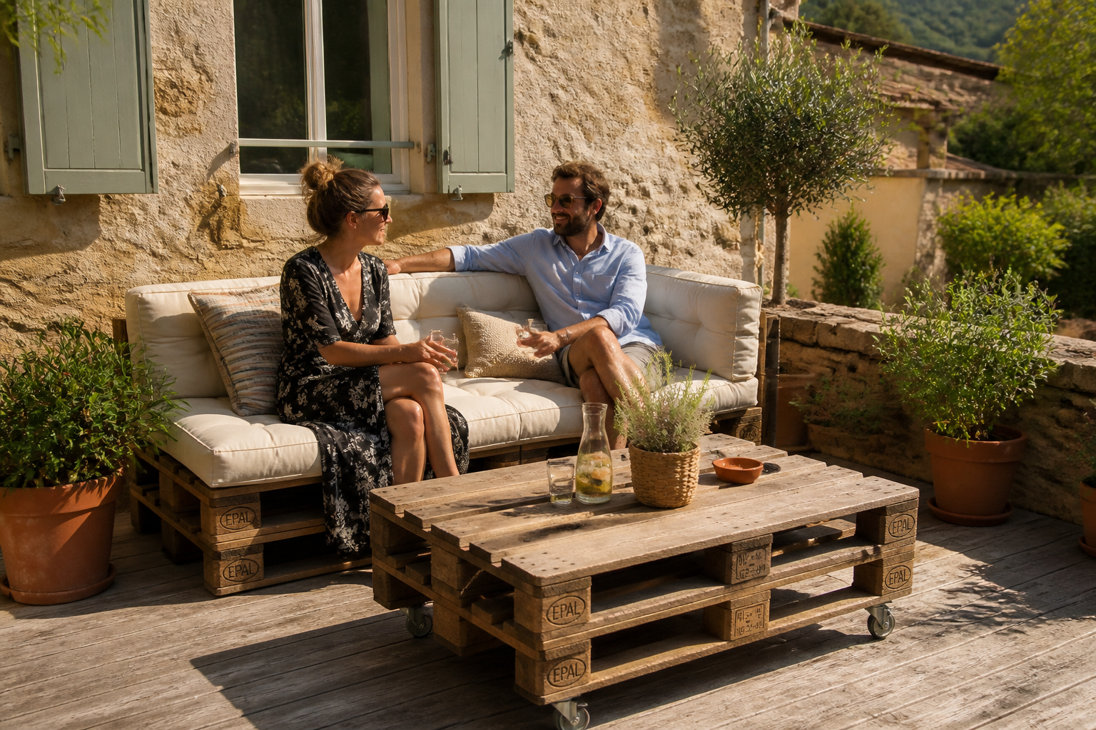 Salon de jardin en palette : 10 idées DIY pour un espace tendance et pas cher