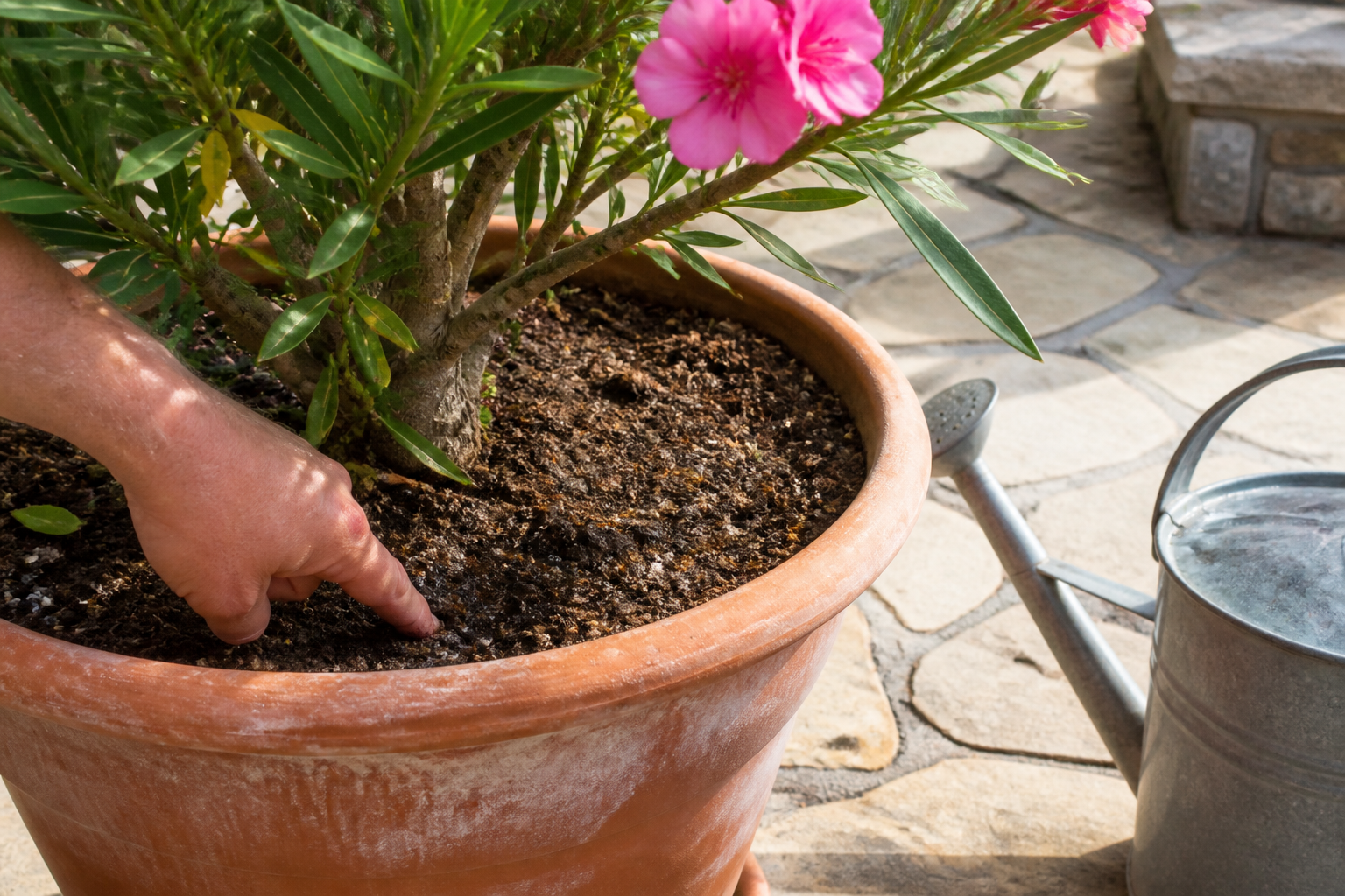 Arrosage laurier-rose en pot : fréquence et erreurs à éviter