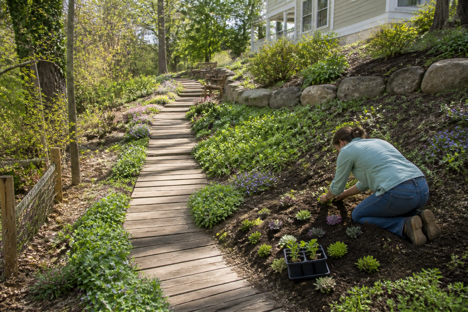 Jardin en pente douce : comment l’aménager sans gros travaux