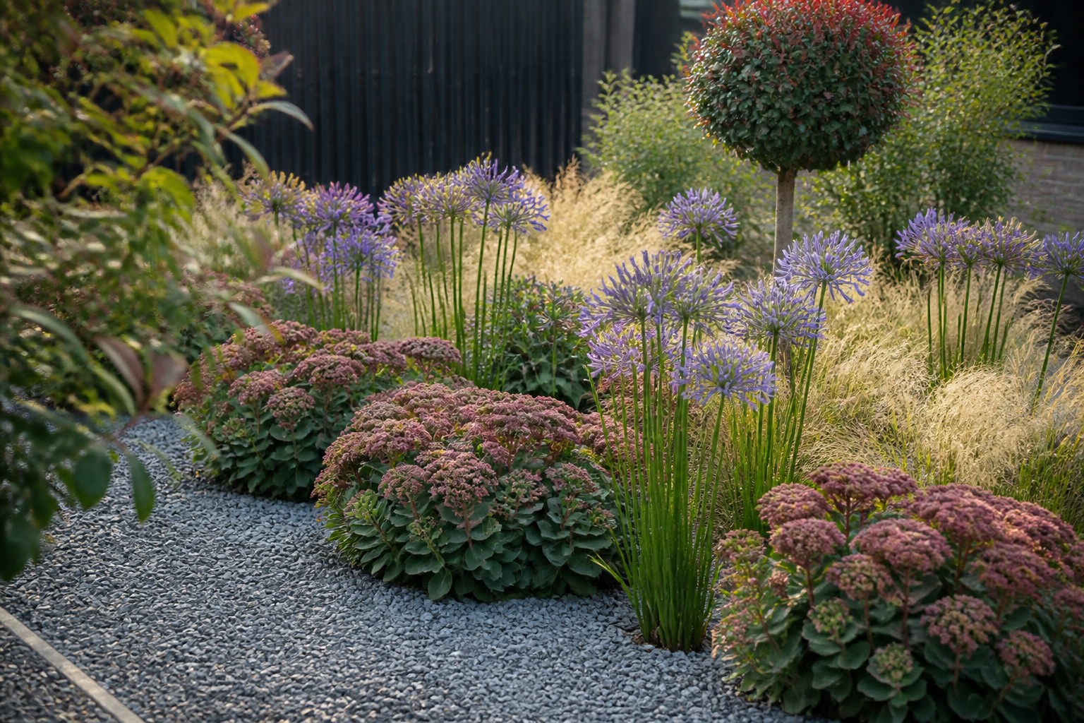 Massif jardin moderne : associations de plantes pour un rendu net