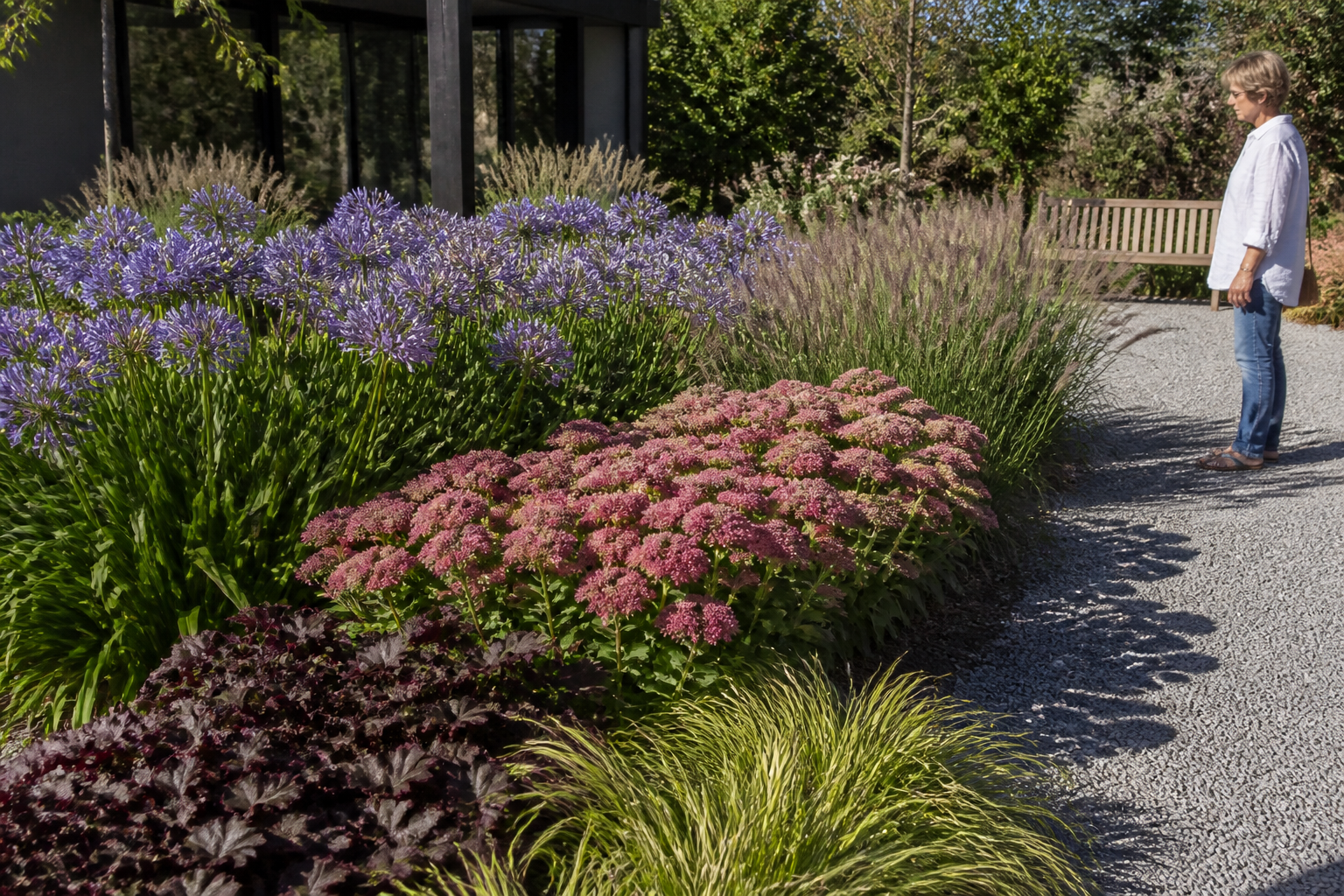 Massif jardin moderne : associations de plantes pour un rendu net
